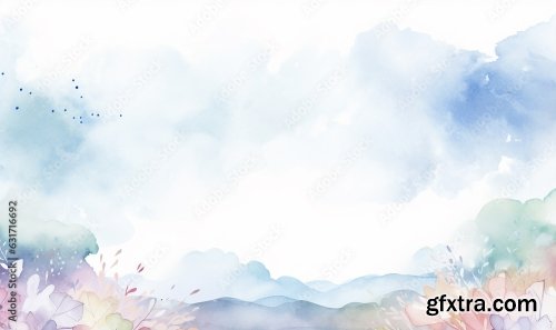 Floral In Watercolor Vector Background 6xJPEG