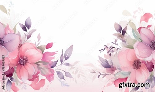 Floral In Watercolor Vector Background 6xJPEG