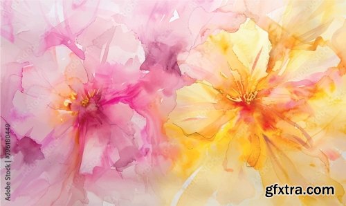 Floral In Watercolor Vector Background 6xJPEG