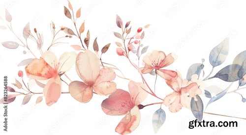 Floral In Watercolor Vector Background 6xJPEG