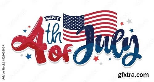 Independence Day Vector Lettering Typography For Postcard 6xAI