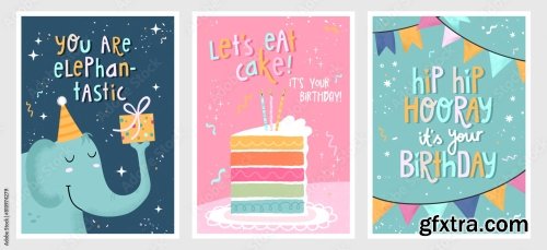 Set Of Birthday Postcards 6xAI