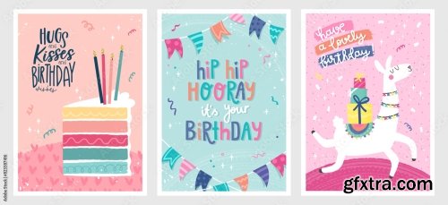 Set Of Birthday Postcards 6xAI