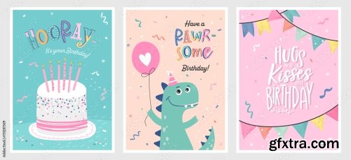 Set Of Birthday Postcards 6xAI