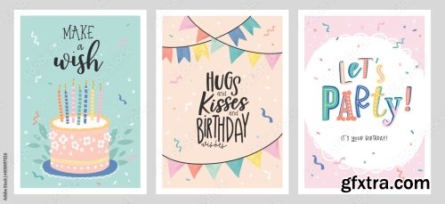 Set Of Birthday Postcards 6xAI