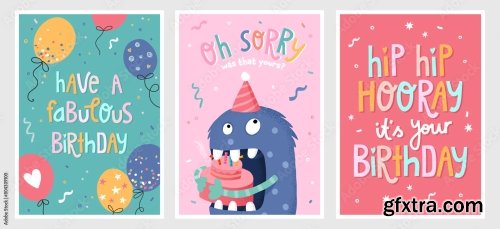 Set Of Birthday Postcards 6xAI