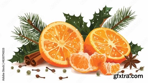 Handmade Christmas Decoration Made Of Tangerine 6xAI