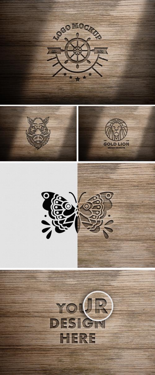 Carved Wood Logo Mockup