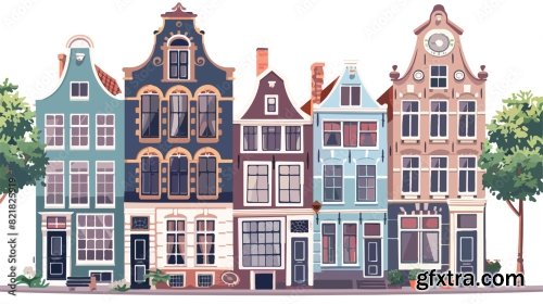 Old Dutch House Historical Vintage Facade 6xAI