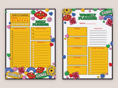 Planner Set with Illustrated Sticker Elements