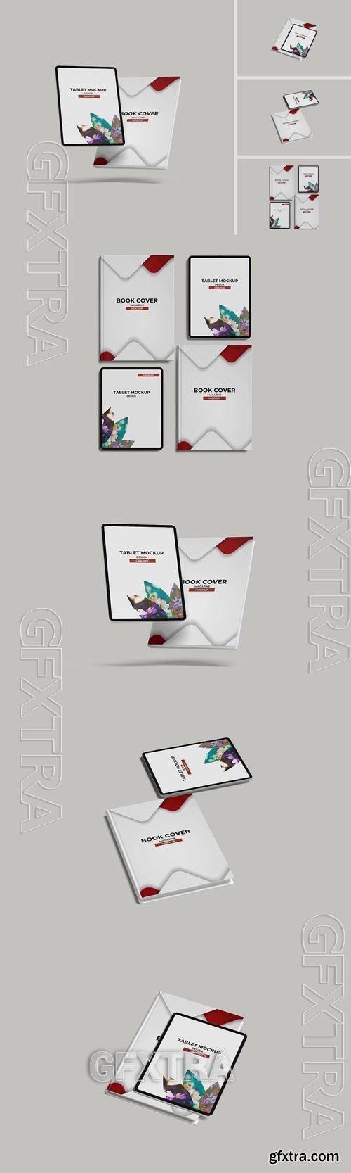 Books with tablet mockup YJB7L9Q