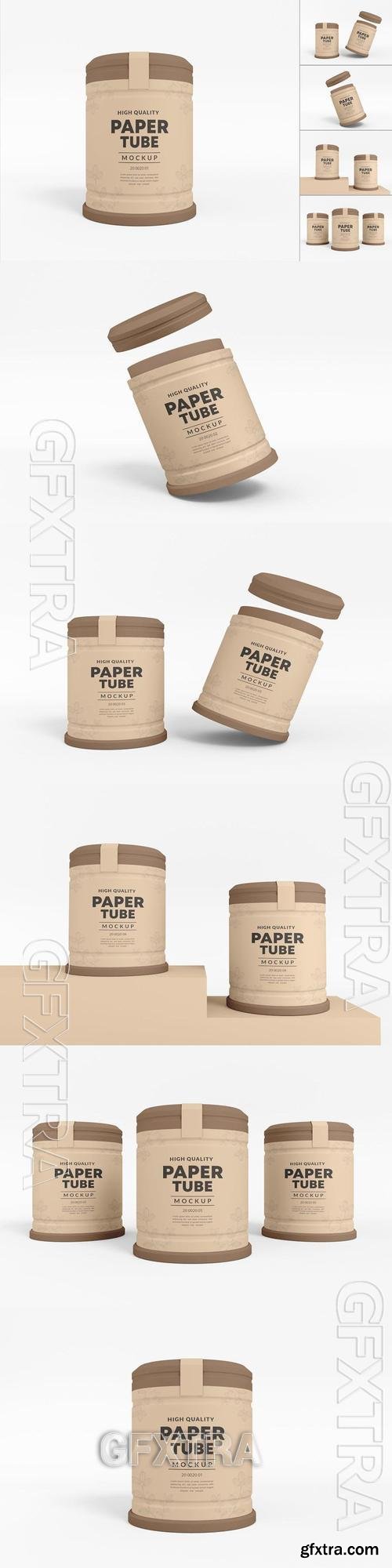 Paper Tube Branding Mockup Set 63BU4LM