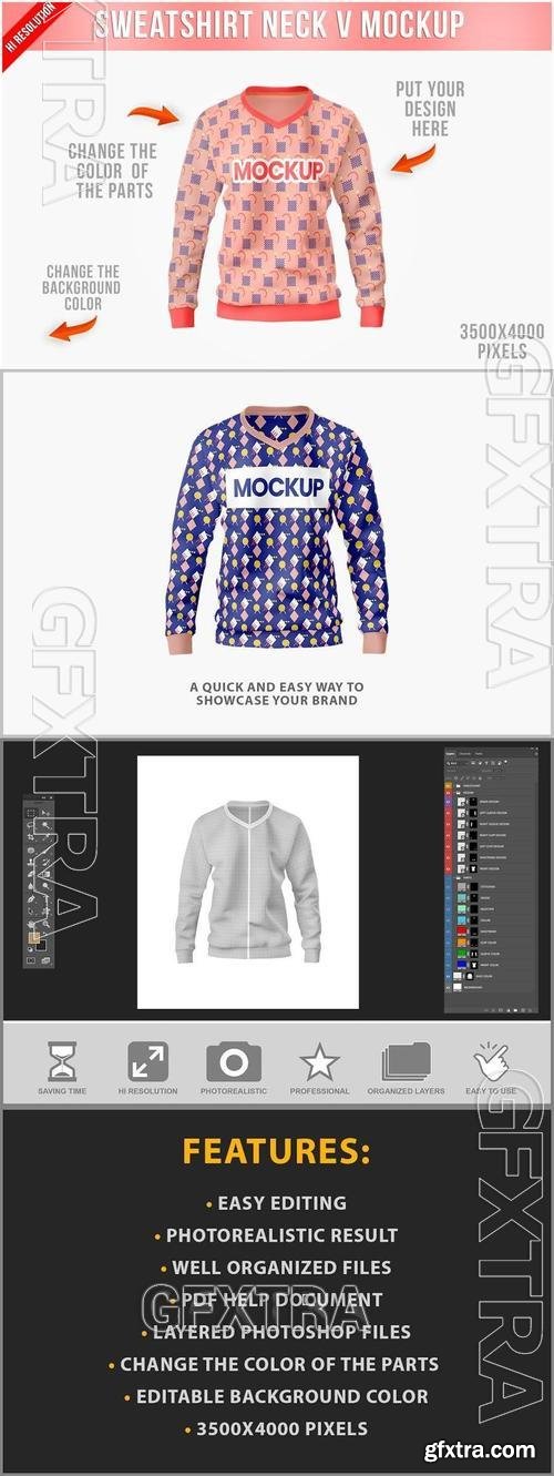 Sweatshirt Mockup Neck V PL489CD