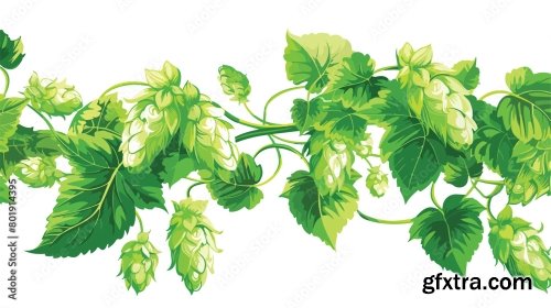 Fresh Green Hops And Leaves 6xAI