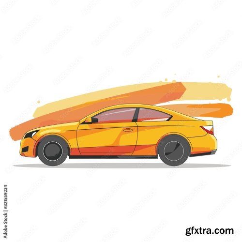 Car Vector Flat Design 6xAI