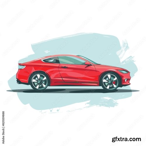 Car Vector Flat Design 6xAI