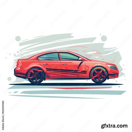 Car Vector Flat Design 6xAI