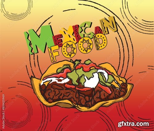 Mexican Food Illustration 6xAI