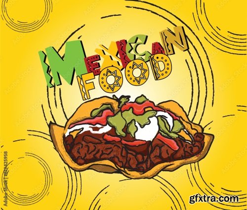 Mexican Food Illustration 6xAI