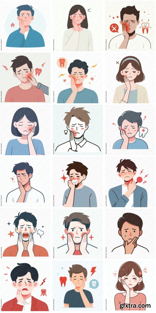 Amazing Vector, A person having a toothache 100xAI