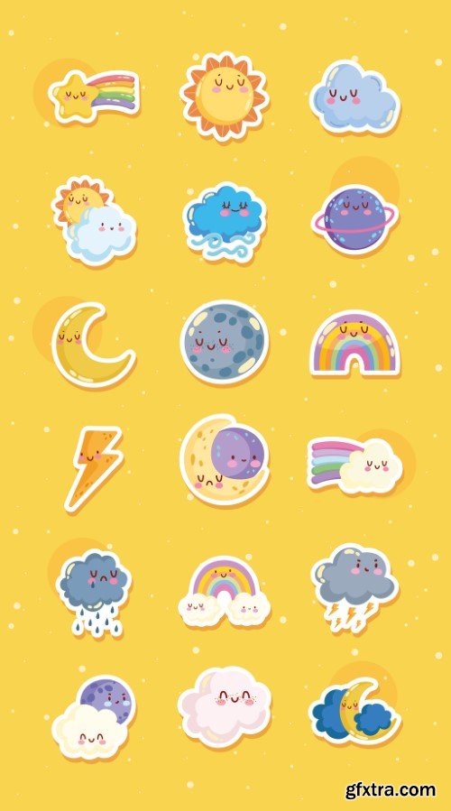 Kawaii Weather Sticker Sets