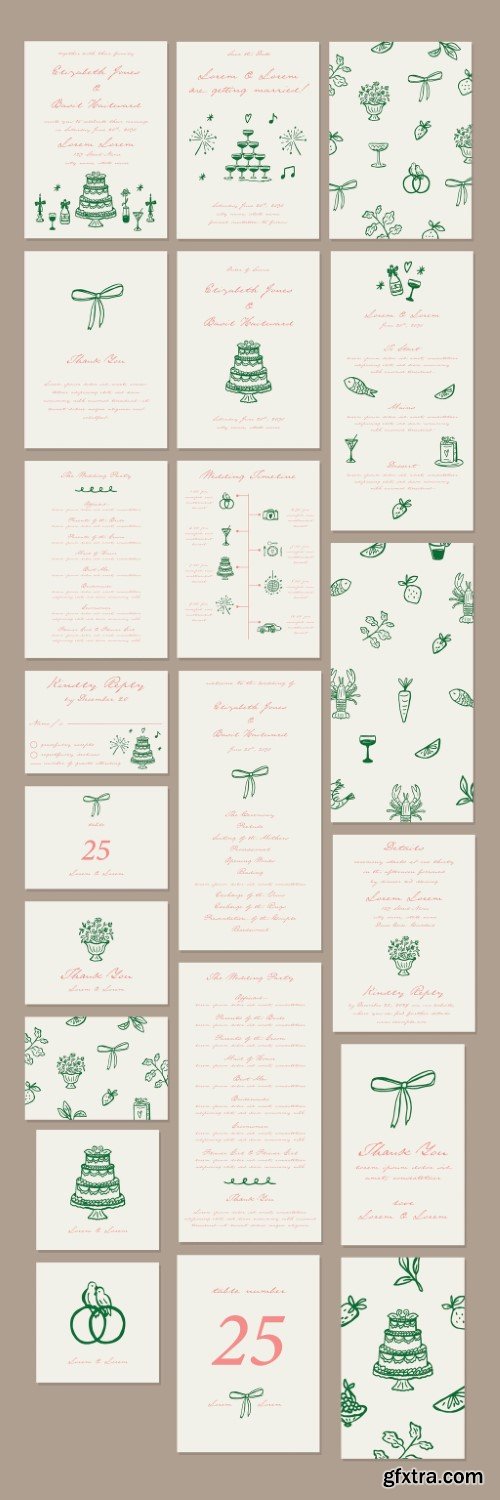 Hand Drawn Wedding Invitation Collection