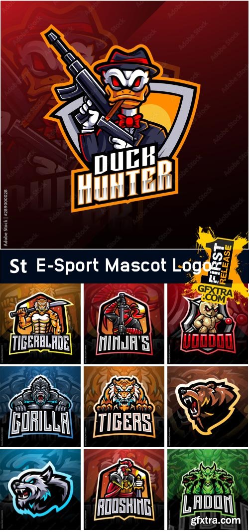 E-Sport Mascot Logo Design Bundle 2000xAI or JPEG