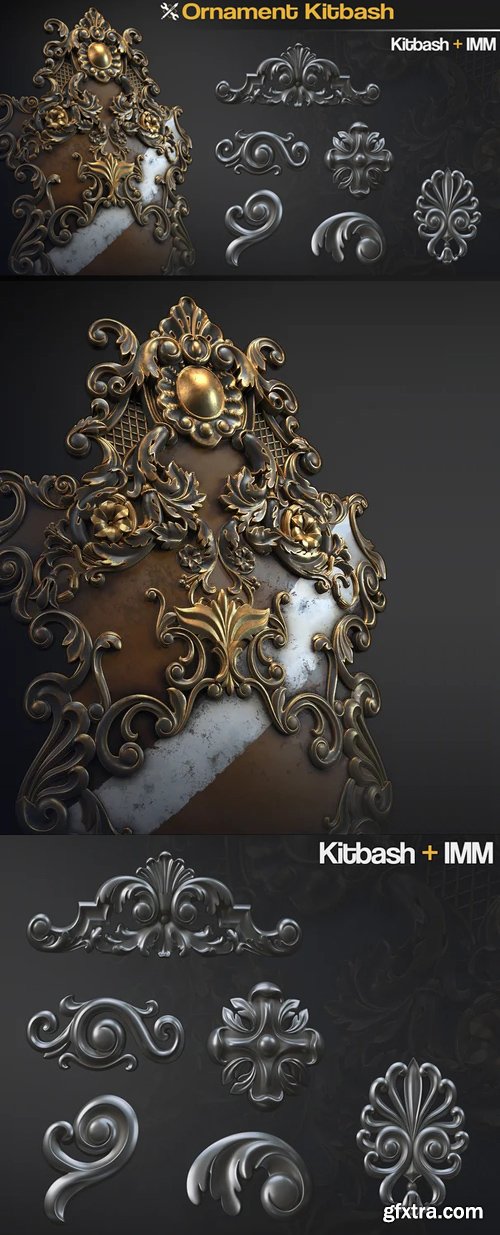Ornament Kitbash 3D Models & ZBrush IMM Brushes