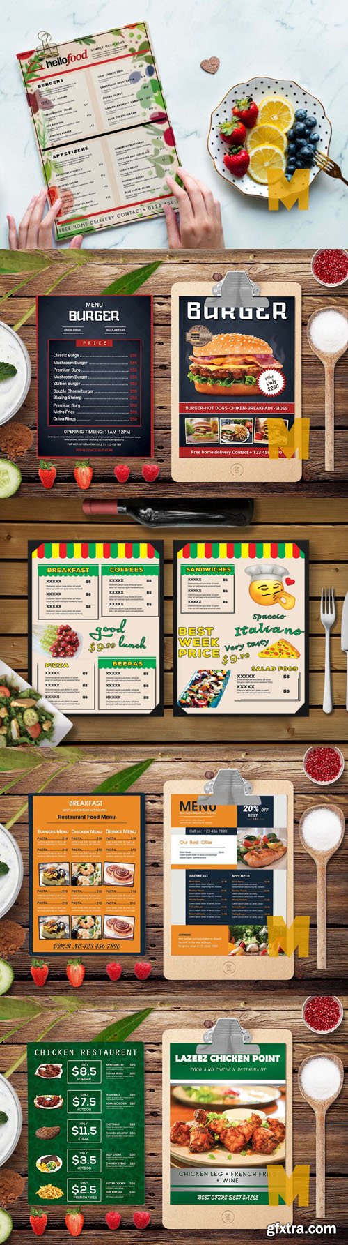 9 Restaurant & Cafe Menus - PSD Templates Bundle