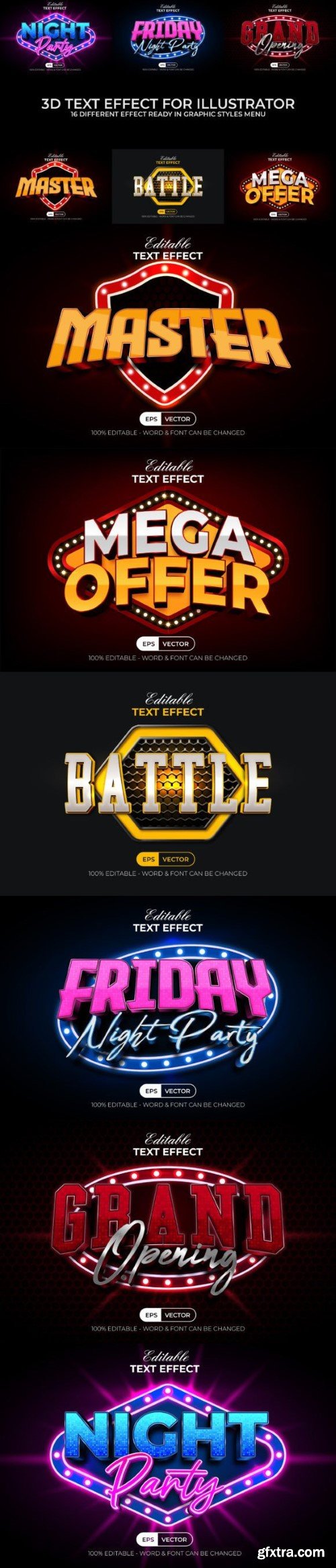 3D Text Effect Modern Styles Bundle