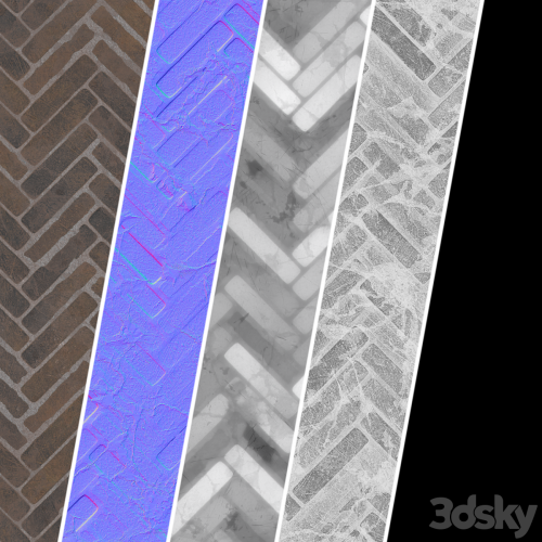 Pavement Materials 46- HerringBone Stone Paving | Sbsar Pbr 4k Seamless