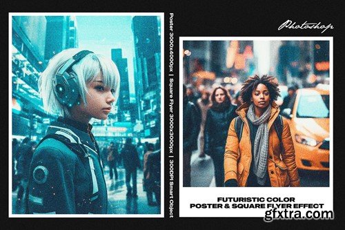 Futuristic Color Square and Poster Effect XLZGGQU