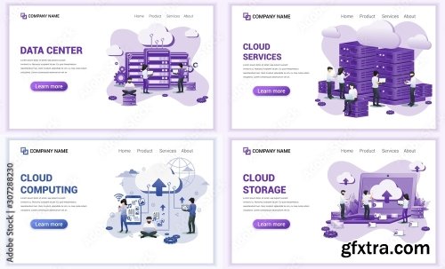 Set Of Web Page Design Templates For Cloud Services 25xAI