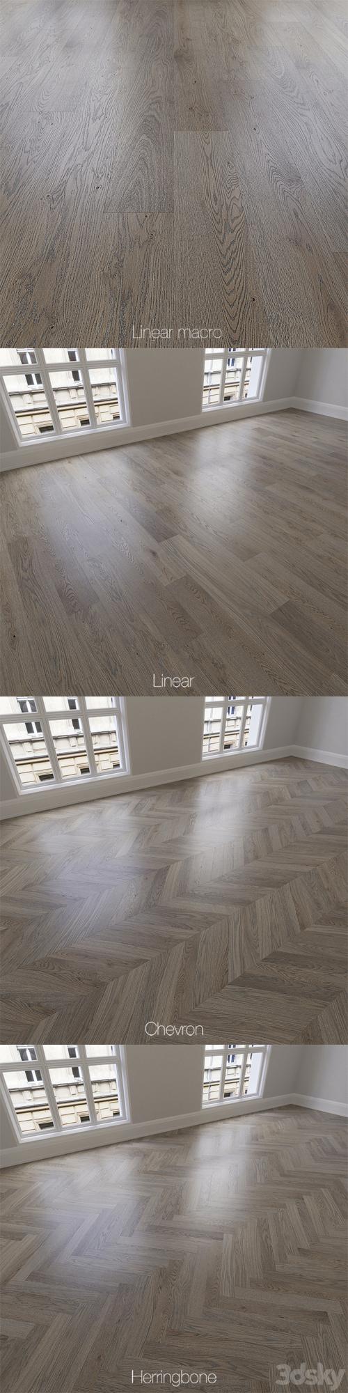 Parquet natural, oak Twilight, 3 types. Linear, chevron, herringbone.