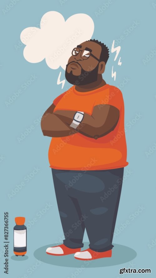 Fatigued Overweight African American Man 6xAI