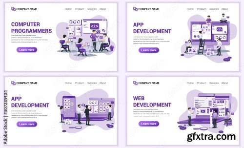 Set Of Web Page Design Templates For Computer Programmers 25xAI