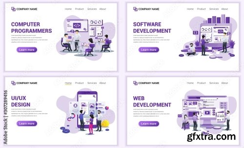 Set Of Web Page Design Templates For Computer Programmers 25xAI