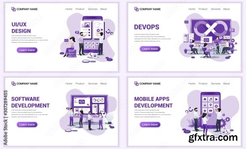 Set Of Web Page Design Templates For Computer Programmers 25xAI