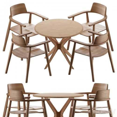 Table Alden with chairs Samurai