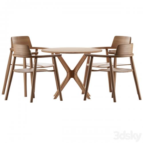 Table Alden with chairs Samurai