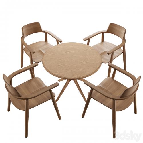 Table Alden with chairs Samurai