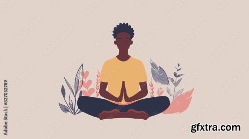 Serene African American Man Meditating Cross-Legged 6xAI