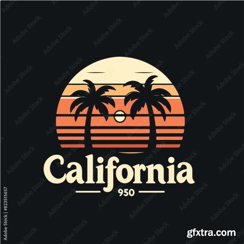 Palm And Sunset With California Text T-Shirt Design 13xAI