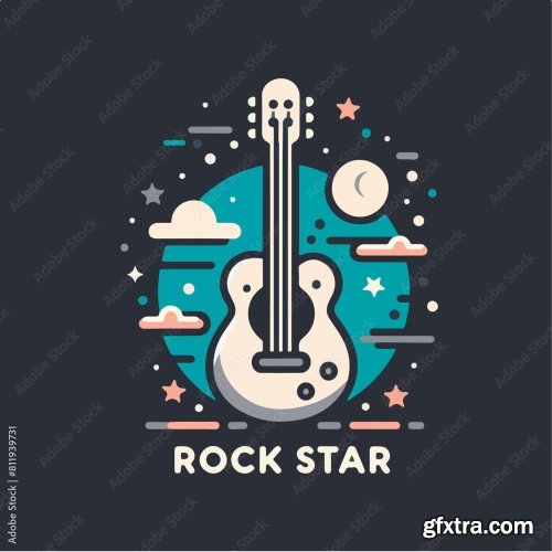 Guitar And Rock Star Text 12xAI