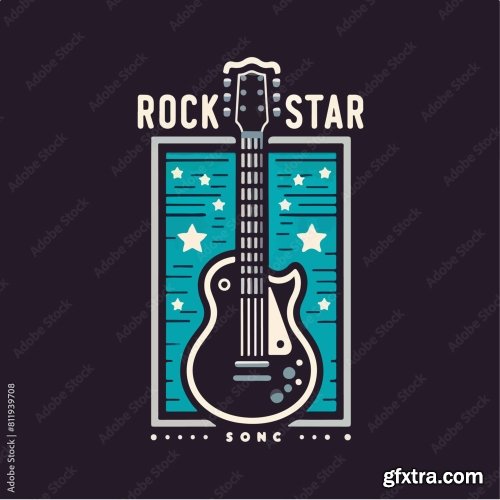 Guitar And Rock Star Text 12xAI