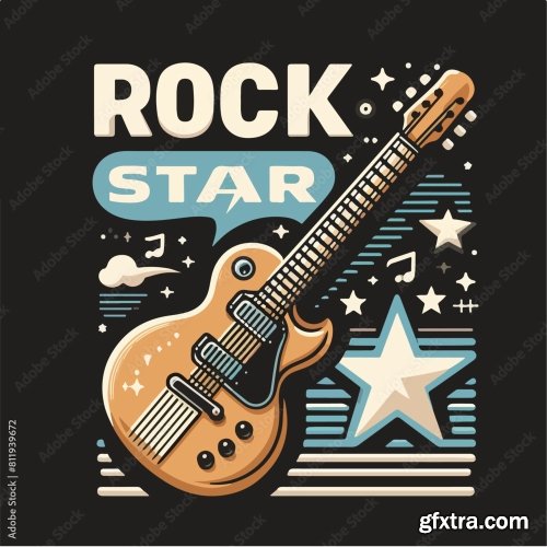 Guitar And Rock Star Text 12xAI