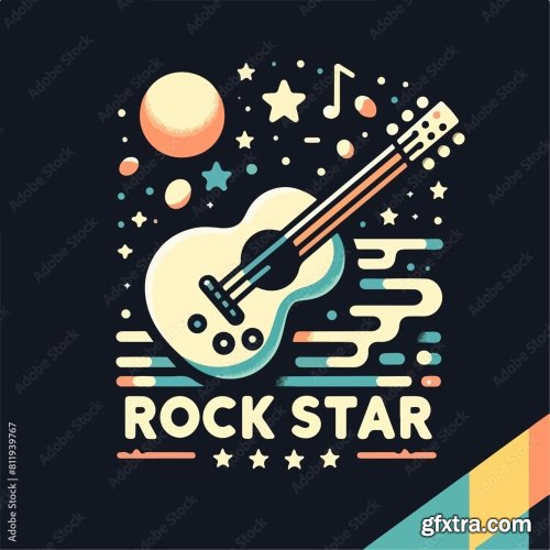 Guitar And Rock Star Text 12xAI