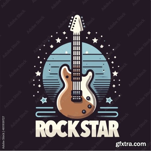 Guitar And Rock Star Text 12xAI