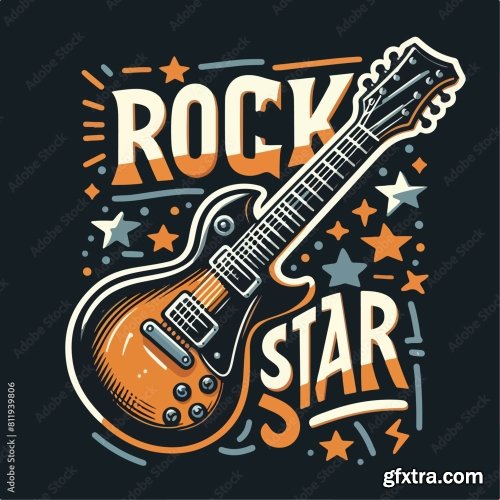 Guitar And Rock Star Text 12xAI