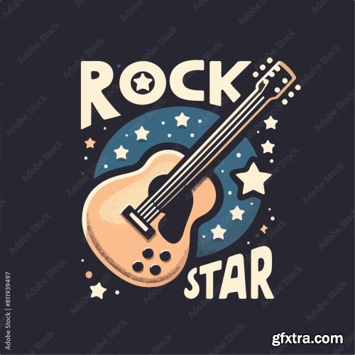 Guitar And Rock Star Text 12xAI